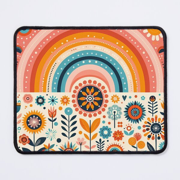 Item preview, Bright Floral Folk Rainbow Arch - Scandinavian Folk Art by heidiannemorris © designed and sold by FOLK ART FUSION by heidiannemorris.
