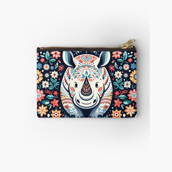 Item preview, Intricate Patterned Folk Rhino - Scandinavian Folk Art by heidiannemorris © designed and sold by FOLK ART FUSION by heidiannemorris.