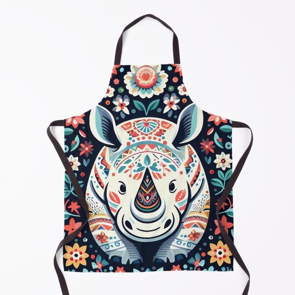 Item preview, Intricate Patterned Folk Rhino - Scandinavian Folk Art by heidiannemorris © designed and sold by FOLK ART FUSION by heidiannemorris.