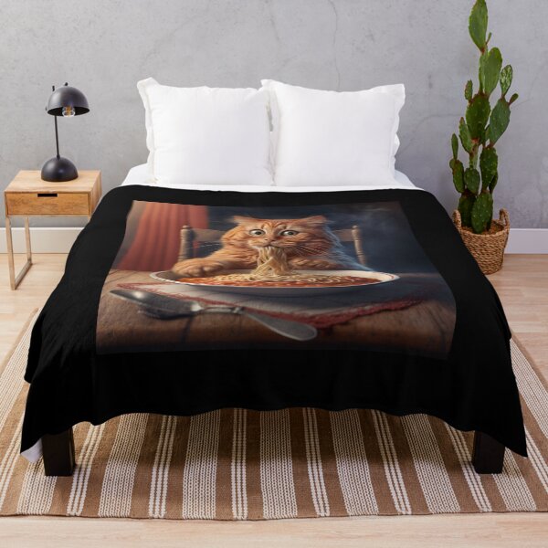 Item preview, Foodie Cat: Illustration of a Cat Eating Spaghetti designed and sold by CesArt D..