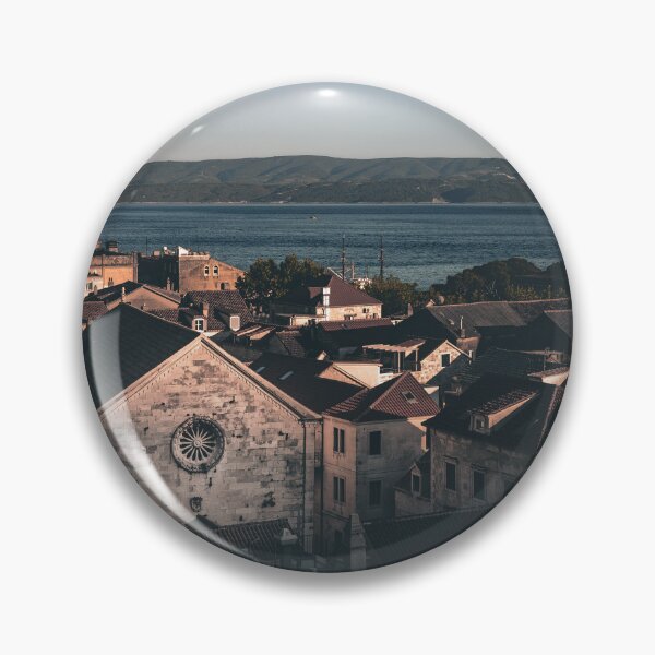 Item preview, Coastal Cathedral View – Sunset Over Adriatic Rooftops designed and sold by Ellaire.