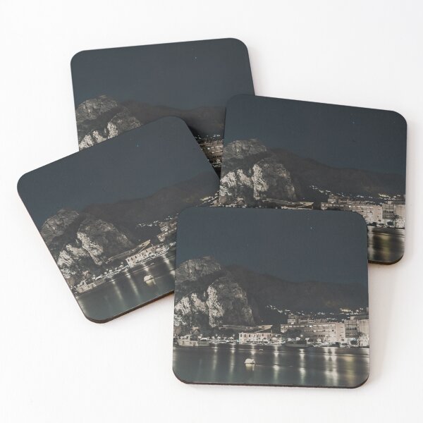 Item preview, Serene Night — Illuminated Cliffs & Coastal Town designed and sold by Ellaire.