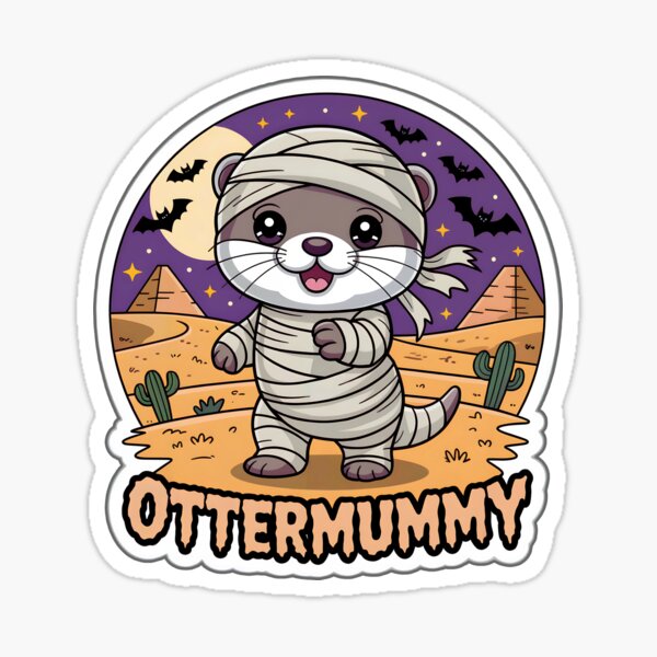 Aperçu de l'œuvre Ottermummy – Autocollant Chibi mignon de momie loutre d'Halloween créée et vendue par Nuist25.