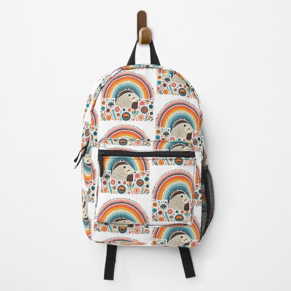 Item preview, Cute Floral Folk Pangolin with Rainbow - Scandinavian Folk Art by heidiannemorris © designed and sold by FOLK ART FUSION by heidiannemorris.