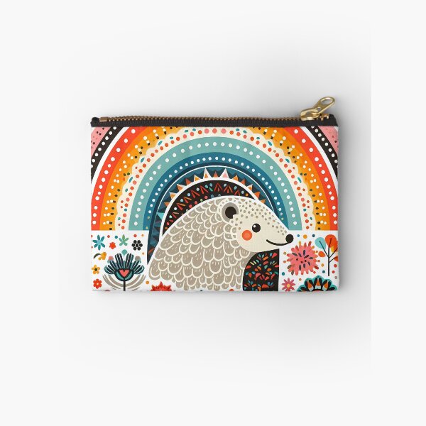 Item preview, Cute Floral Folk Pangolin with Rainbow - Scandinavian Folk Art by heidiannemorris © designed and sold by FOLK ART FUSION by heidiannemorris.
