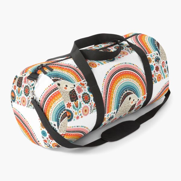 Item preview, Cute Floral Folk Pangolin with Rainbow - Scandinavian Folk Art by heidiannemorris © designed and sold by FOLK ART FUSION by heidiannemorris.