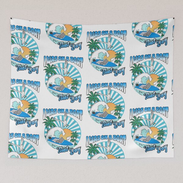 Item preview, I was on a Boat that day - Seagull Beach Palm Trees Holiday Boat designed and sold by FoxyS.