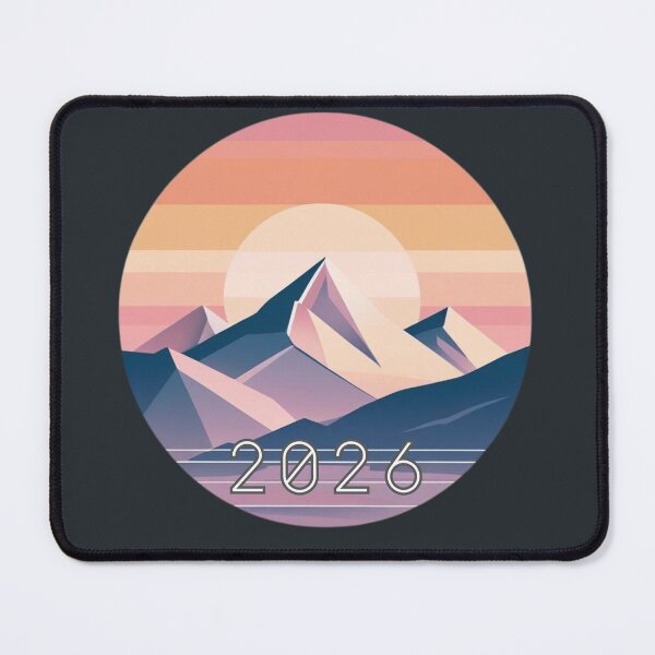 Item preview, 2026 Mountain Sunset– Retro Futurist Landscape Design for New Year Motivation & Decor designed and sold by PatternXS.