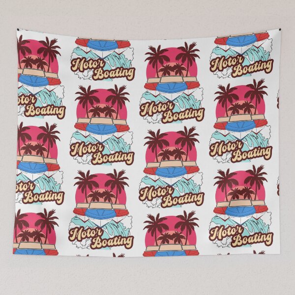 Item preview, Motor Boating - Palm Trees Boats Retro Sea Sunset Party designed and sold by FoxyS.