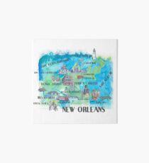 New Orleans Louisiana Favorite Map Travel poster with tourist highlights Art Board