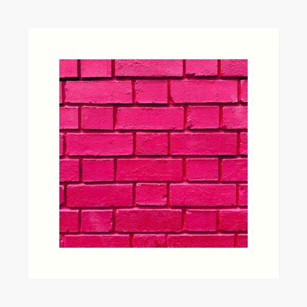 Item preview, Colorful Pop Art Brick Wall — Hot Pink — Minimalist Urban Decor Print designed and sold by hizenhao.