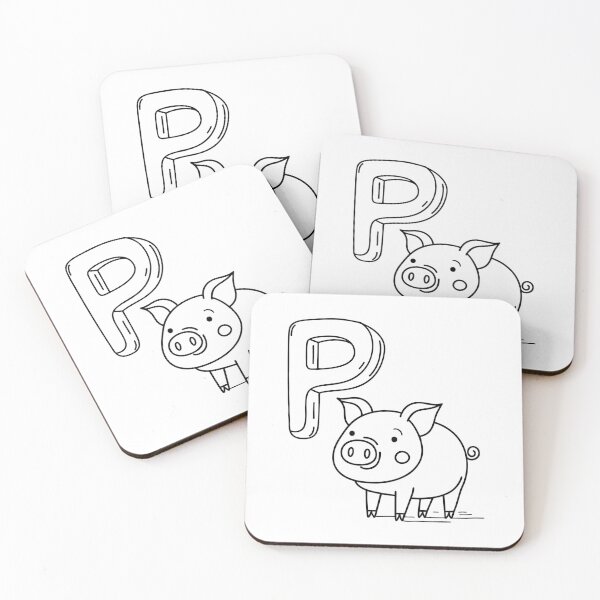Item preview, An illustration of letter P stand for pig designed and sold by rasagamastore.