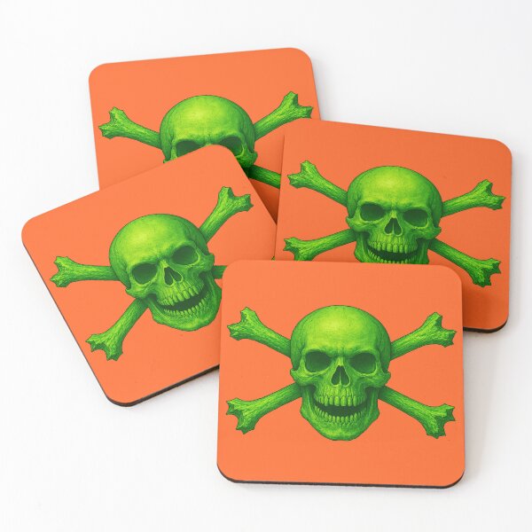 Item preview, Angry Green Skull and Crossbones designed and sold by hauntedtees.