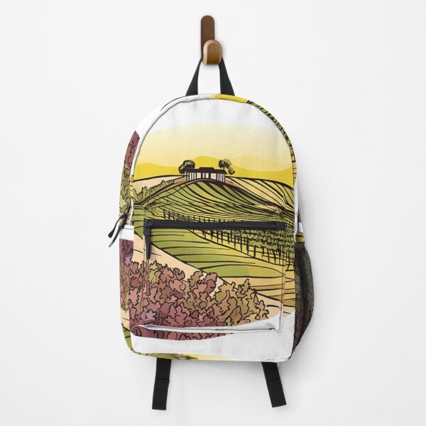 Item preview, Colorful Vineyard Landscape with Rolling Hills and Farmhouse designed and sold by PaintbrushPlace.