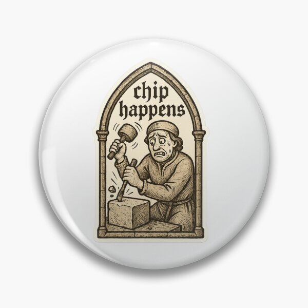 Item preview, Chip Happens – Medieval Stone Mason Sticker designed and sold by DrDoke.
