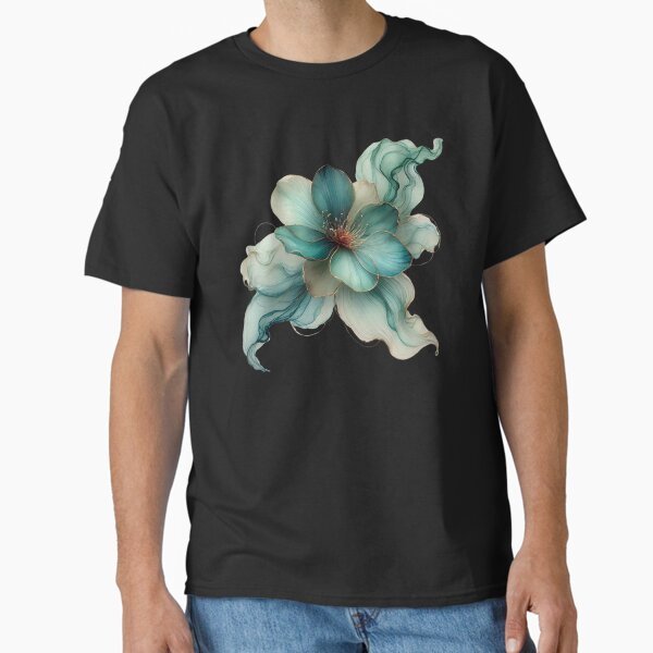 Item preview,    Elegant Teal Alcohol Ink Flower – Abstract Botanical Art designed and sold by asudesign.