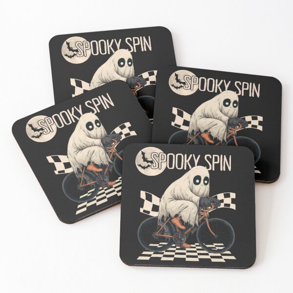 Item preview, Spooky Spin Ghost Cyclist Halloween Bike Ride Art designed and sold by MTJ-Mushrooms.