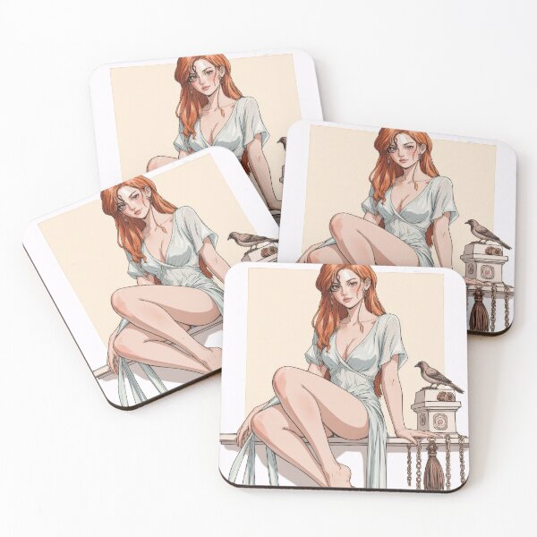 Item preview, Red-Haired Muse in Soft Blue Wrap designed and sold by Soft Armour Studio.