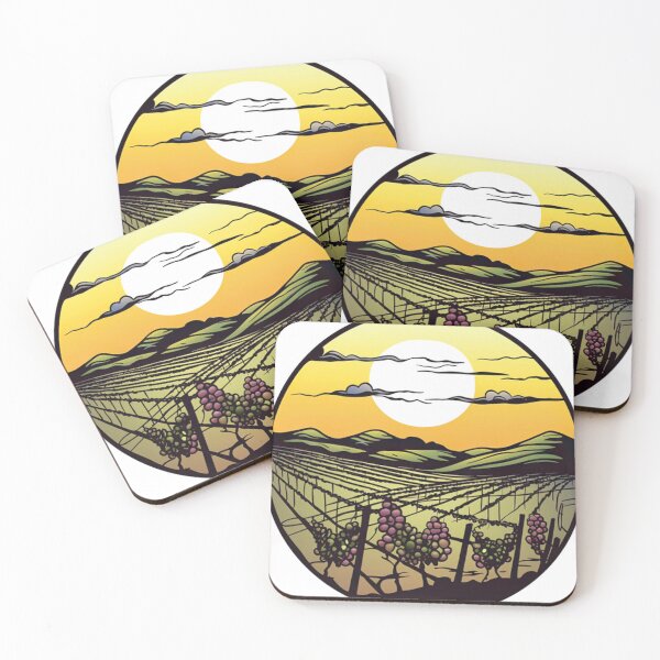 Item preview, Sunset Vineyard with Grape Vines and Rolling Hills designed and sold by PaintbrushPlace.