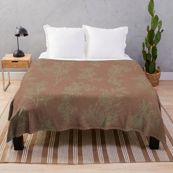 Item preview, Botanical Cottage Woven Look Pattern in Mocha Brown and Sage Green designed and sold by kierkegaard.