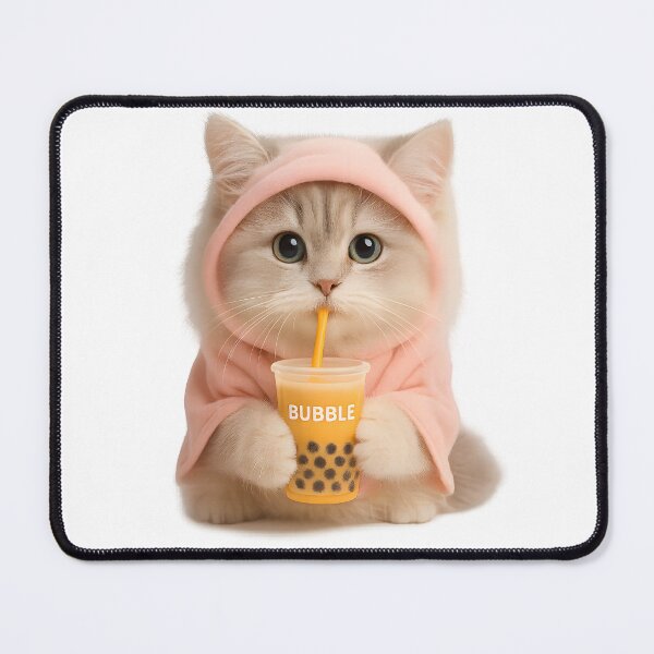 Item preview, Bubble Tea Cat in Hoodie designed and sold by МираКайАрт.