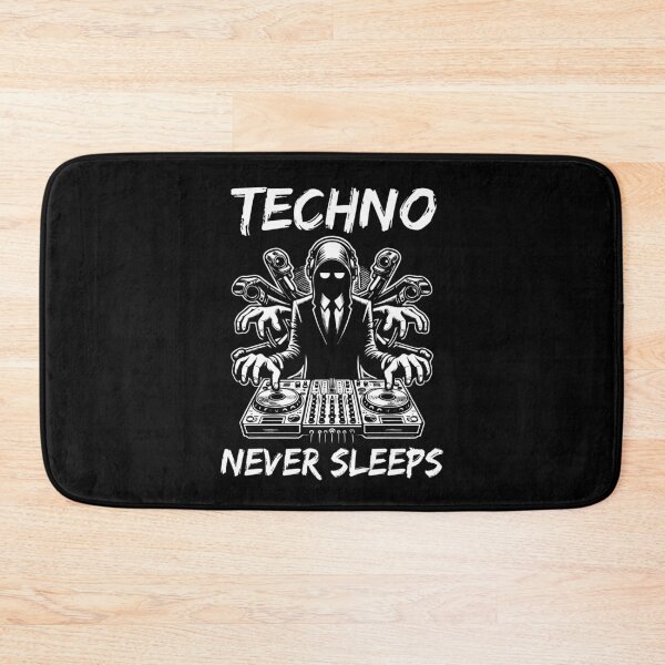 Item preview, Techno never sleeps – Cool DJ design for electronic music fans designed and sold by RetroMaritalArt.