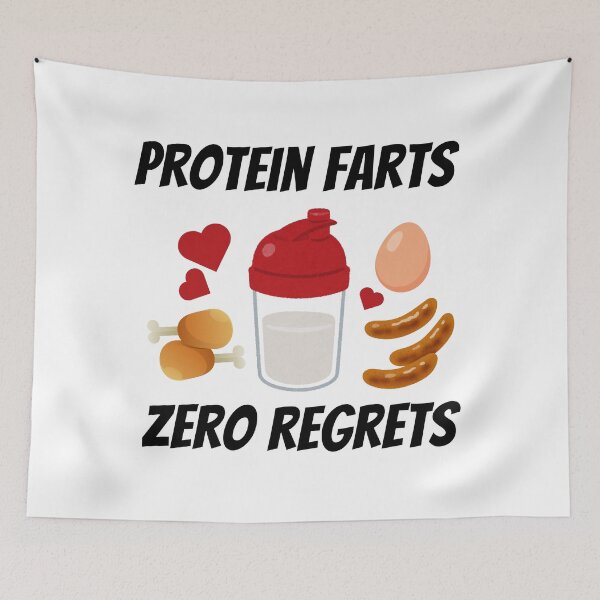 Item preview, 'Protein farts, zero regrets' design designed and sold by Peachy-Draws.