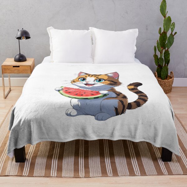 Item preview, Summer Cat Eating Watermelon – Cute Beach Vibes Design designed and sold by ColorSplash123.