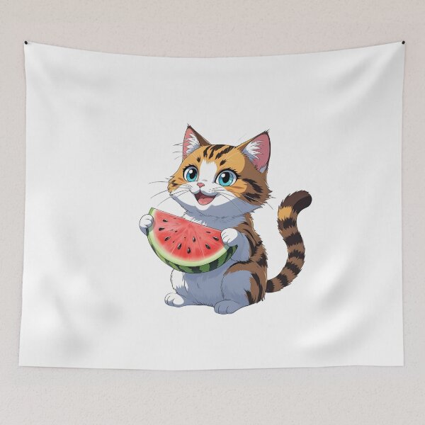Item preview, Summer Cat Eating Watermelon – Cute Beach Vibes Design designed and sold by ColorSplash123.