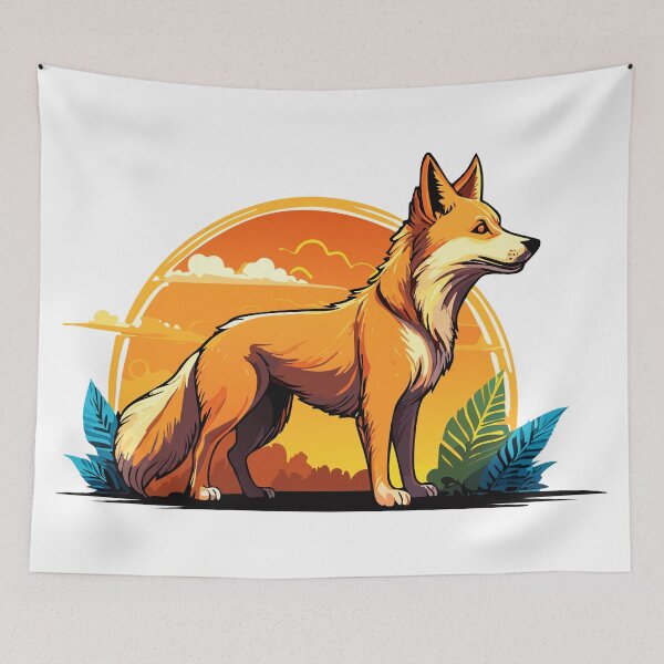 Item preview, Australian wild dog dingo (Canis familiaris dingo, Canis lupus dingo) Fauna Australia desert predatory animal, Realistic dingo design of brown coloring designed and sold by Danler.