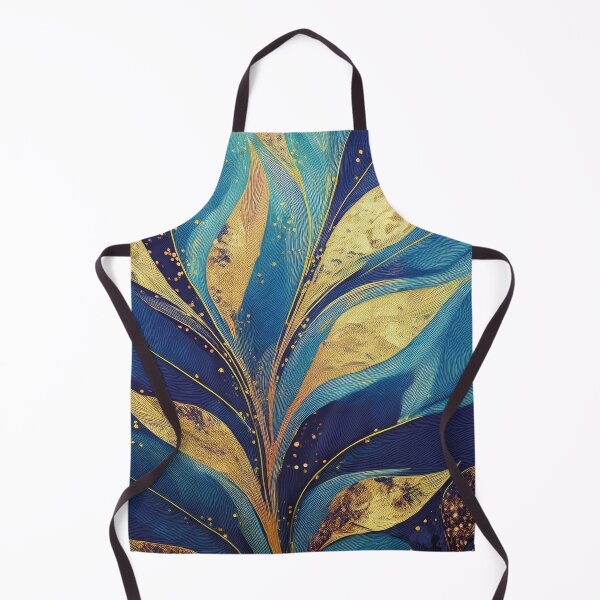 Item preview, Abstract Art - Gold and Blue Leaves designed and sold by Becky-Poppins.
