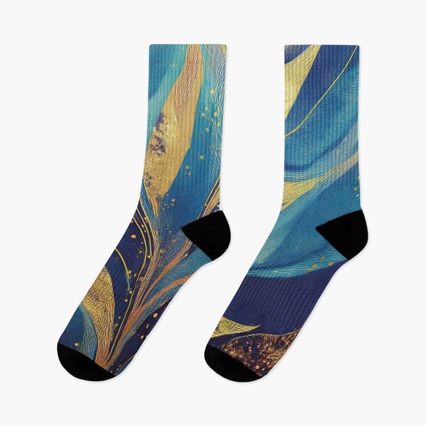 Item preview, Abstract Art - Gold and Blue Leaves   designed and sold by Becky-Poppins.