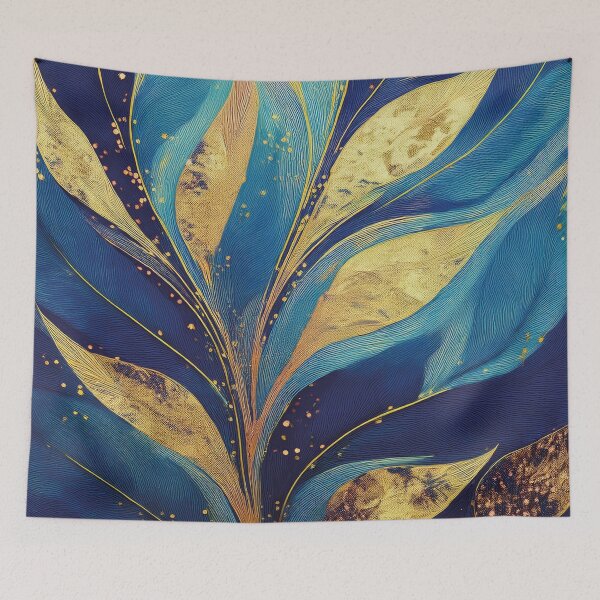 Item preview, Abstract Art - Gold and Blue Leaves   designed and sold by Becky-Poppins.