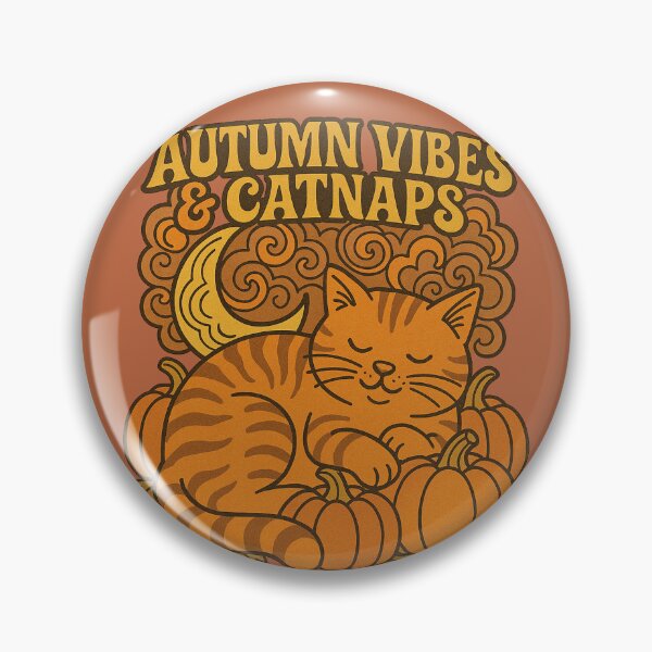 Item preview, Autumn Vibes and Catnaps – Cozy Fall Cat with Pumpkins and Crescent Moon designed and sold by FrictionMaxxing.