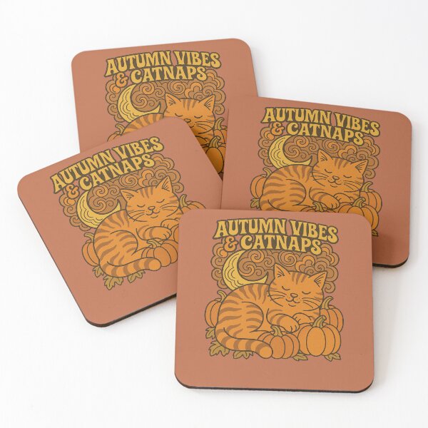 Item preview, Autumn Vibes and Catnaps – Cozy Fall Cat with Pumpkins and Crescent Moon designed and sold by FrictionMaxxing.