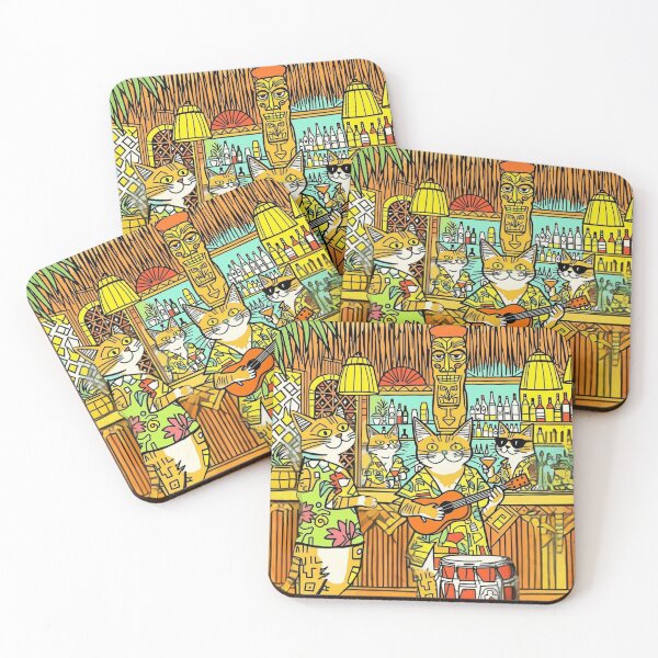 Item preview, Cats on an Island Vacation in a Tiki Bar designed and sold by Marymarice.