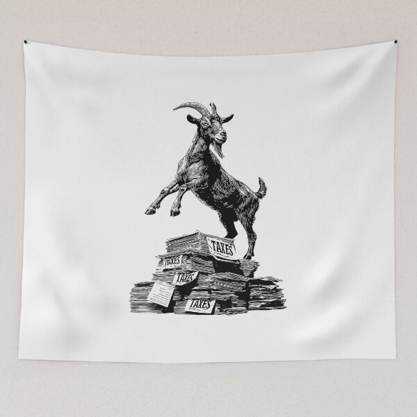 Item preview, Banksy Goat on Taxes - Leaping Over Bureaucracy designed and sold by hamishby.
