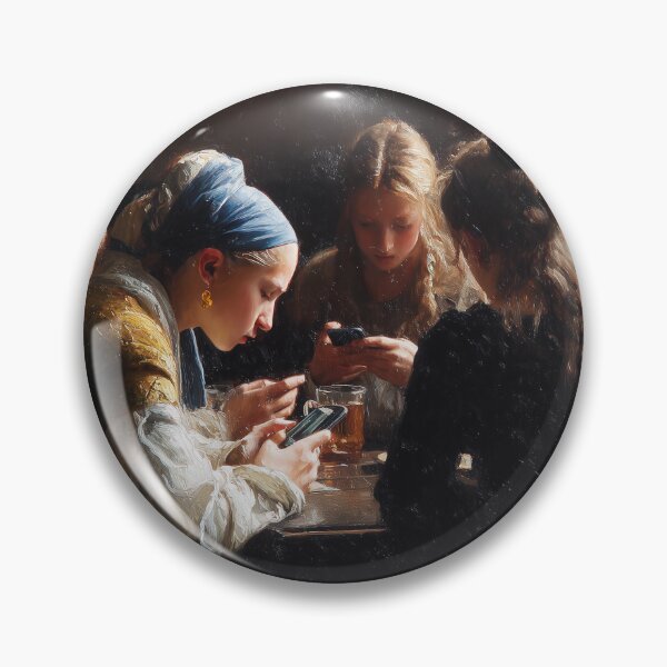 Item preview, Girl with the pearl earring on her phone designed and sold by Synthartik.