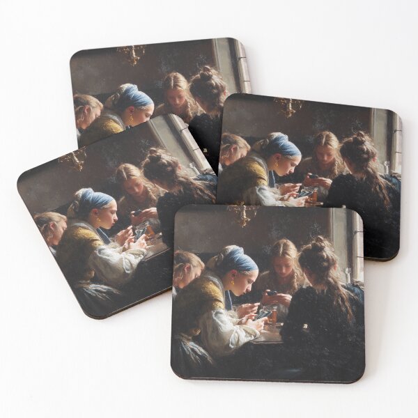 Item preview, Girl with the pearl earring on her phone designed and sold by Synthartik.