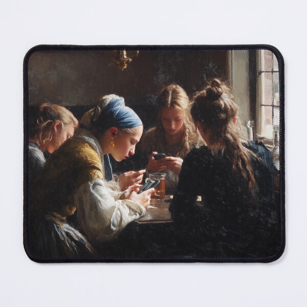 Item preview, Girl with the pearl earring on her phone designed and sold by Synthartik.