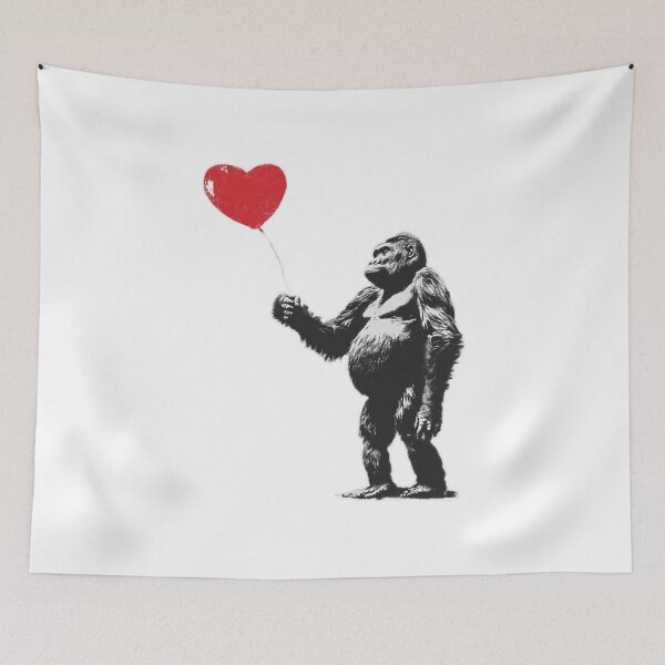 Item preview, Banksy Gorilla with Heart Balloon - Gentle Giant Love designed and sold by hamishby.
