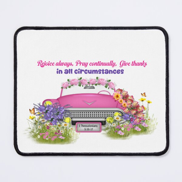 Item preview, Pink Vintage Floral Car - 1 Thessalonians 5:16-17 Rejoice always designed and sold by Dailywalker22.