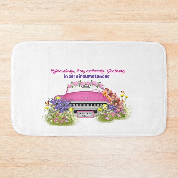 Item preview, Pink Vintage Floral Car - 1 Thessalonians 5:16-17 Rejoice always designed and sold by Dailywalker22.