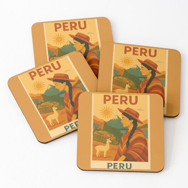 Item preview, Vintage summer postcard  Peru, South-America, native american, alpaca, llama, Machu Pichu, Andes designed and sold by Coolparrotgirl.