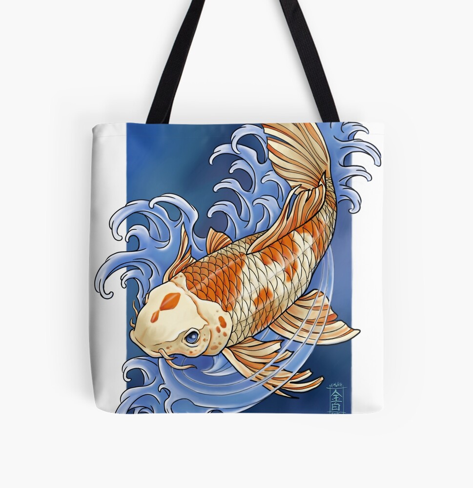 Koi Fish Feng Shui Japanese Art Carp Drawstring Bag - TeeHex