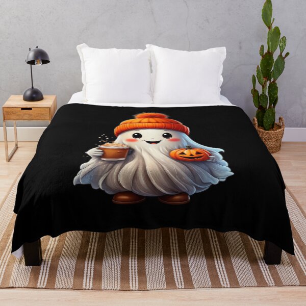 Item preview, Cute Fall Halloween Ghost With Coffee And Pumpkin designed and sold by BeachBreezyVA.