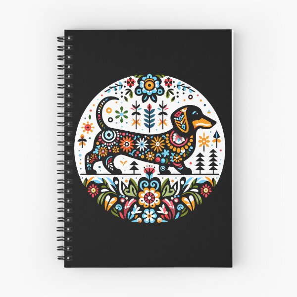 Item preview, Cute Floral Folk Dachshund Dog - Scandinavian Folk Art by heidiannemorris © designed and sold by FOLK ART FUSION by heidiannemorris.