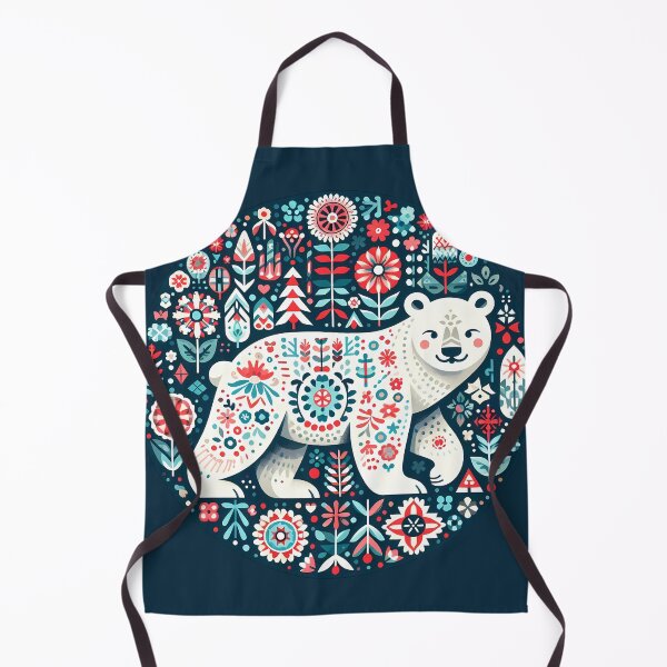 Item preview, Serene Patterned Folk Polar Bear - Scandinavian Folk Art by heidiannemorris © designed and sold by FOLK ART FUSION by heidiannemorris.