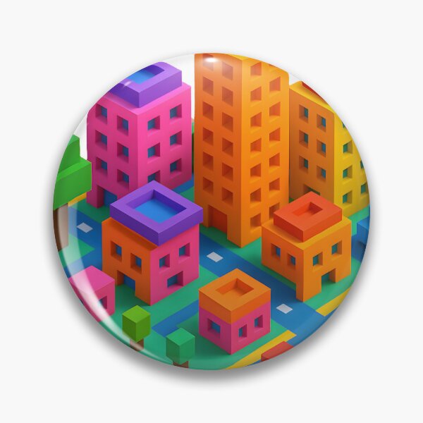 Item preview, Bright Voxel Cityscape in Neon Colors designed and sold by NCLaserDesigns.