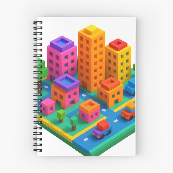 Item preview, Bright Voxel Cityscape in Neon Colors designed and sold by NCLaserDesigns.